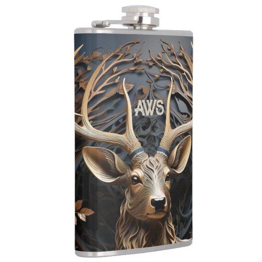 3d大アントラーバックディアモノグラム素朴 フラスク (右)