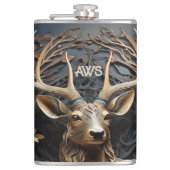 3d大アントラーバックディアモノグラム素朴 フラスク (正面)