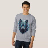 3D威厳のあるウルフグラフィックティー – Cyberpunk Forest Sp スウェットシャツ (正面フル)