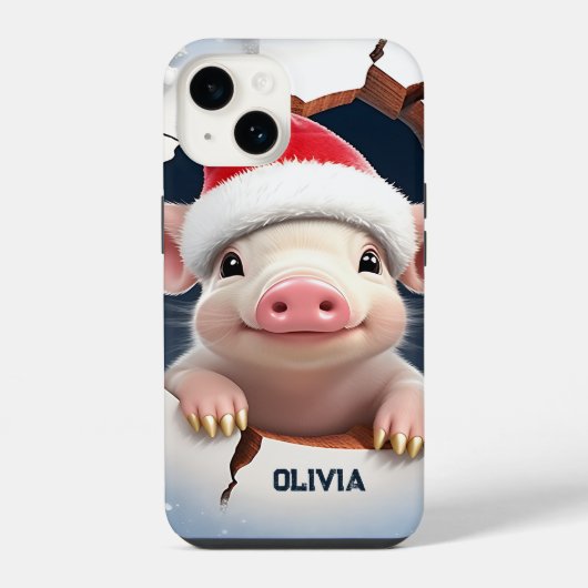 3D子ぶたクリスマス iPhoneケース (裏面)