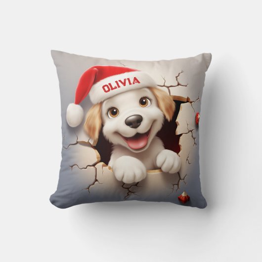 3D子犬のクリスマス クッション (正面)