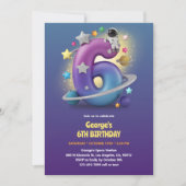 3D宇宙飛行士の宇宙をテーマにした男の子6誕生日 招待状 (正面)