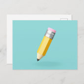 3D小さくてかわいい鉛筆 ポストカード (正面/裏面)