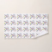 3D小さな青い赤いテニスラケットとボール ハンドタオル (ハンドタオル)