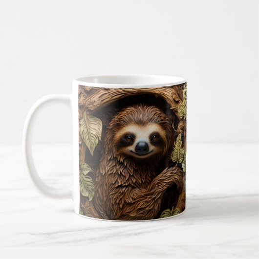 3D工具付きレザールックプリントスロース コーヒーマグカップ (左)