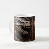 3D工具付きレザールックプリント恐竜TRex コーヒーマグカップ (正面左)
