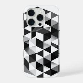 3D幾何学キューブ モノクロイリュージョンパターン iPhone 15 PROケース