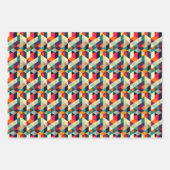 3D幾何学模様レトロシックミッドセンチュリーモダン ラッピングペーパーシート (正面3)