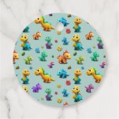 3D恐竜の男の子の赤ちゃんシャワーメッセージカード フェイバータグ (裏面)