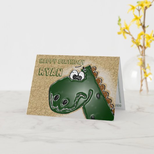 3D恐竜誕生日カード カード (黄色い花)