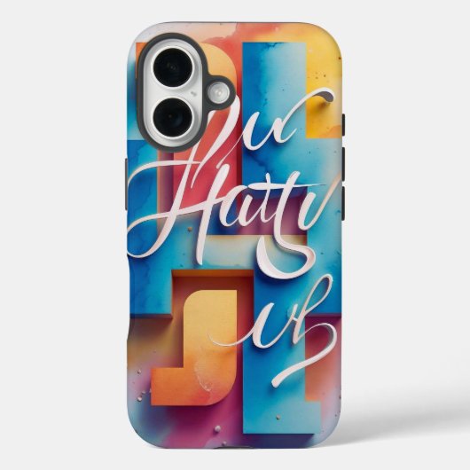 3D感動的タイポグラフィ- "Hate U"グラディエン Case-Mate iPhoneケース (裏面)