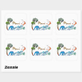 3D手のひら、波、サンセットMAUI スクエアシール (シート)