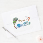 3D手のひら、波、サンセットMAUI スクエアシール (封筒)