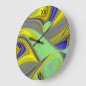 3D抽象芸術入力金ゴールド黄 ラージ壁時計 (傾斜)