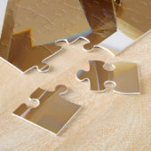 3D抽象芸術結晶金ゴールドテクスチャ。 ジグソーパズル (側面)