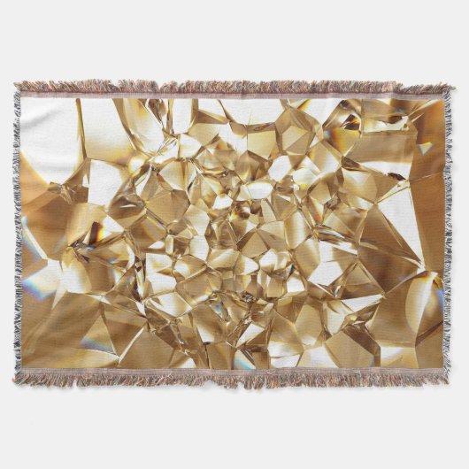 3D抽象芸術結晶金ゴールドテクスチャ。 スローブランケット (正面)