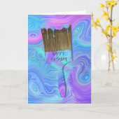 3D抽象芸術誕生日絵を描ブラシ カード (黄色い花)