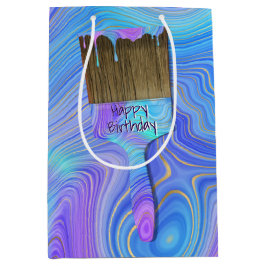3D抽象芸術誕生日絵を描ブラシ ミディアムペーパーバッグ