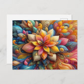 3D抽象芸術鮮やかフローラ油テクスチャアート ポストカード (正面/裏面)