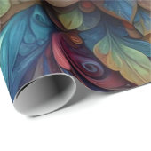 3D抽象芸術鮮やかフローラ油テクスチャアート ラッピングペーパー (ロールコーナー)