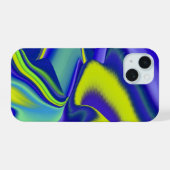 3D抽象芸術（緑の紫） iPhone 15ケース (裏面横)