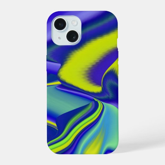 3D抽象芸術（緑の紫） iPhone 15ケース (裏面)