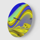 3D抽象芸術(黄色の金ゴールド) ラージ壁時計 (傾斜)
