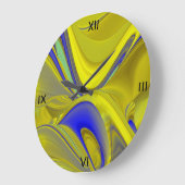 3D抽象芸術(黄色の金ゴールド) ラージ壁時計 (傾斜)