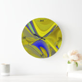 3D抽象芸術(黄色の金ゴールド) ラージ壁時計 (ホーム)