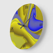 3D抽象芸術(黄色の金ゴールド) ラージ壁時計 (傾斜)