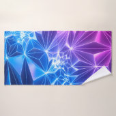 3D描写、ピンクブルーのネオンジオメトリック背景、po バスタオル (バスタオル)