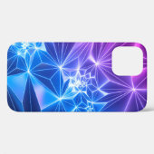 3D描写、ピンクブルーのネオンジオメトリック背景、po Case-Mate iPhoneケース (裏面 (横))