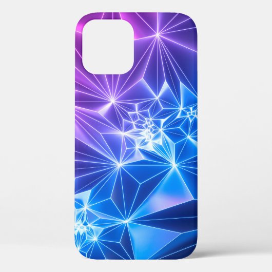 3D描写、ピンクブルーのネオンジオメトリック背景、po Case-Mate iPhoneケース (裏面)