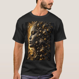 3D断片化フェイスキューブブラックTシャツ Tシャツ