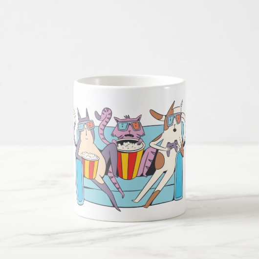 3D映画好きな三匹の猫 コーヒーマグカップ (中央)