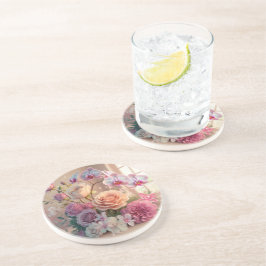 3D春の花グリーティングカード(バラ付) コースター