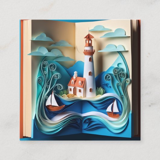 3D本の紙のクイリングは驚くほど複雑である スクエア名刺 (正面)