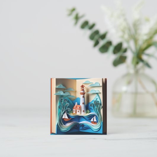 3D本の紙のクイリングは驚くほど複雑である スクエア名刺 (スタンド正面)