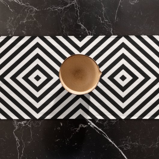 3D正方形の錯視パターン ショートテーブルランナー