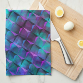 3D正方形ステンドブルーの薄紫からピンクまたは三角形へ キッチンタオル