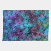 3D正方形ステンドブルーの薄紫からピンクまたは三角形へ キッチンタオル (横)