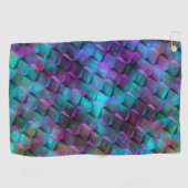 3D正方形ステンドブルーの薄紫からピンクまたは三角形へ ゴルフタオル (横)