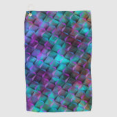 3D正方形ステンドブルーの薄紫からピンクまたは三角形へ ゴルフタオル (正面)