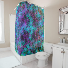 3D正方形ステンドブルーの薄紫からピンクまたは三角形へ シャワーカーテン