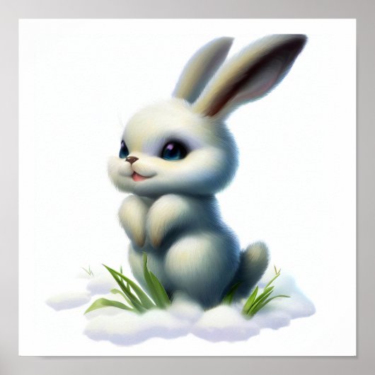 3D水彩北極絵を描野ウサギの色 ポスター (正面)