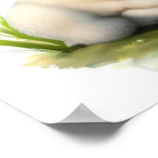 3D水彩画を描いた羊の稚魚 ポスター (角)