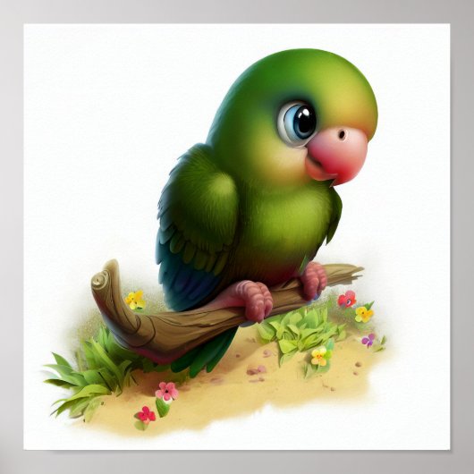 3D水色のアメリ絵を描カのオウム ポスター (正面)