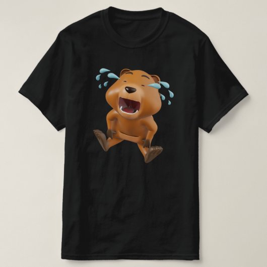 3D泣き顔のキャラクター・クマ要素 Tシャツ (デザイン正面)