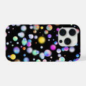 3D浮遊ボールパターン 黒背景 iPhoneケース (裏面横)
