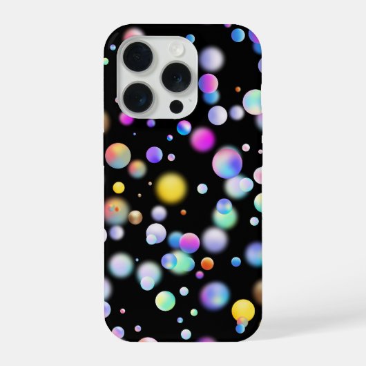 3D浮遊ボールパターン 黒背景 iPhoneケース (裏面)